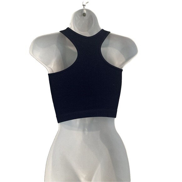 AVETO Juniors' Racerback Tank Top Size Small Cropped Navy Blue Ribbed NWOT - Picture 4 of 8